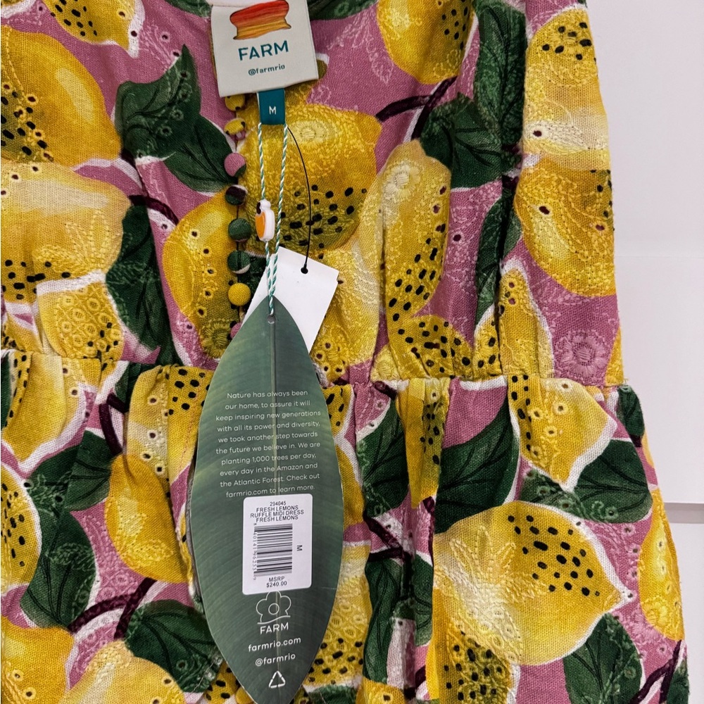 NWT Farm Rio Lemon Ruffle Midi Dress - Picture 5 of 6